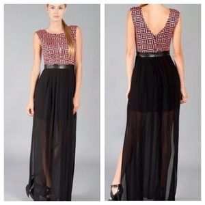 Sleeveless sheer long dress small maxi NWT open back high low skirt tank black